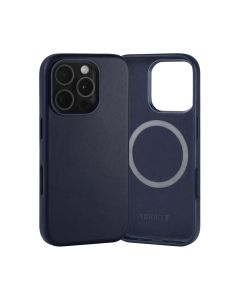 Capa Capinha Case de Couro com Magsafe para Iphone 16 Pro Azul Marinho