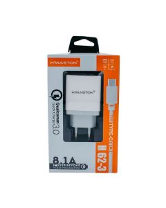 Carregador H'maston H62-3 Carga Rápida 3.0 Tipo C Branco
